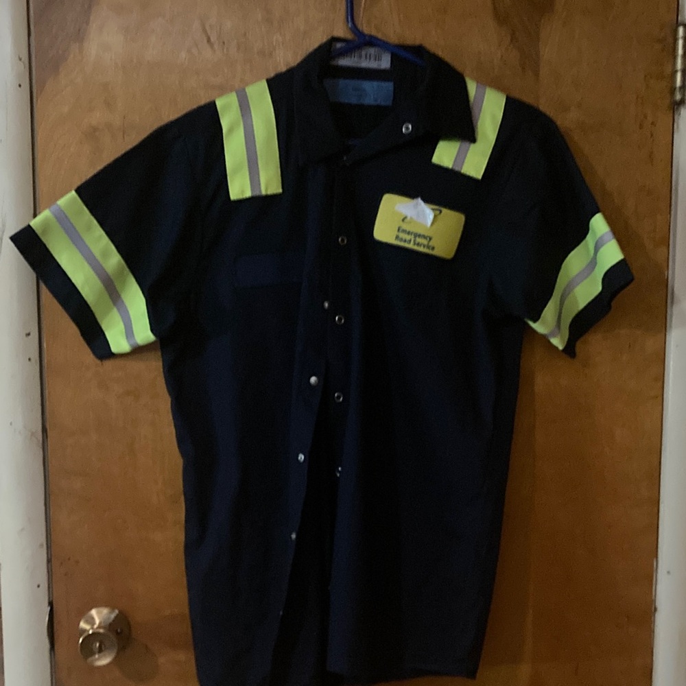 Men's Navy and Yellow Reflective Work Shirt